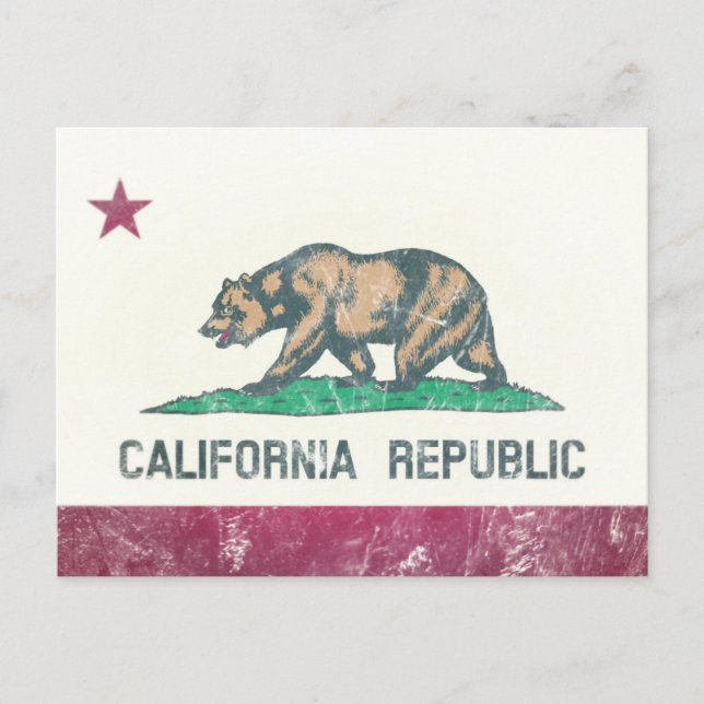 Scratched California Republic Flag Postcard (Front)