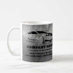 Scratched Metal Effect Auto Dealership Advertising Coffee Mug