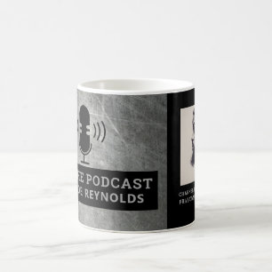 Scratched Metal Effect, Podcaster, Podcast Advert Coffee Mug