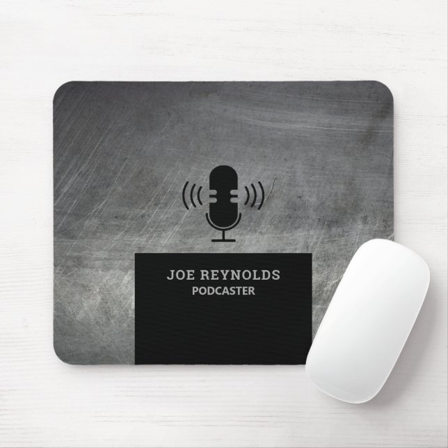 Scratched Metal Effect, Podcaster, Podcast Mouse Pad (With Mouse)