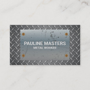 Scratched Metal with Screws   Diamond Plated Steel Appointment Card