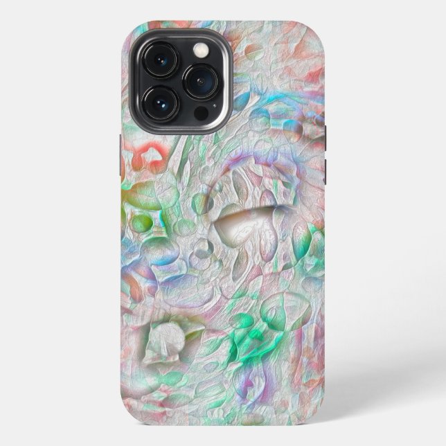 Scratched pixels in coloured texture over off-whit iPhone case (Back)
