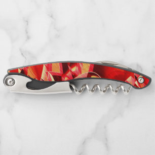 Scratched red ribbons simulating movement corkscrew