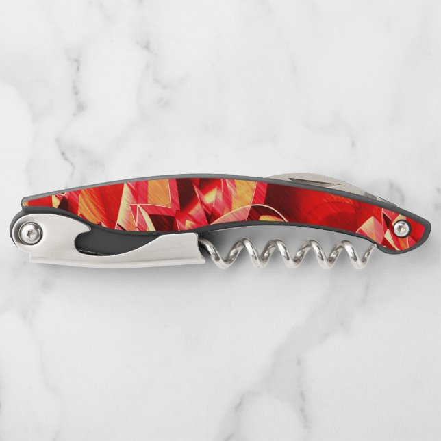 Scratched red ribbons simulating movement corkscrew (Front)