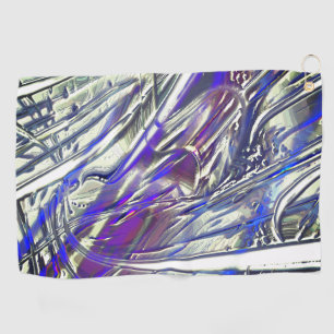 Scratched traces on silver texture under blue fume golf towel