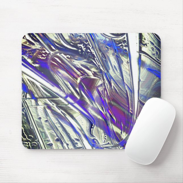 Scratched traces on silver texture under blue fume mouse pad (With Mouse)