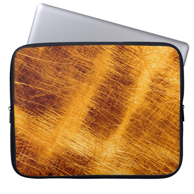Scratches on a metallic gold background. abstract, laptop sleeve (Front)