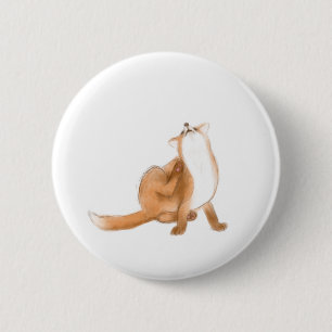 Scratching fox 2 inch round button