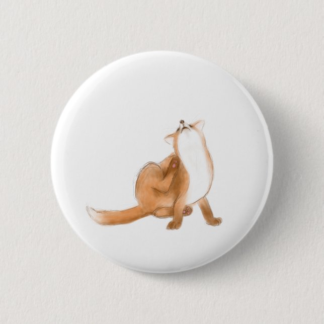 Scratching fox 2 inch round button (Front)