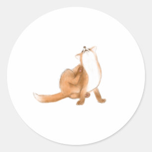 Scratching fox classic round sticker