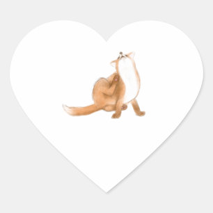 Scratching fox heart sticker