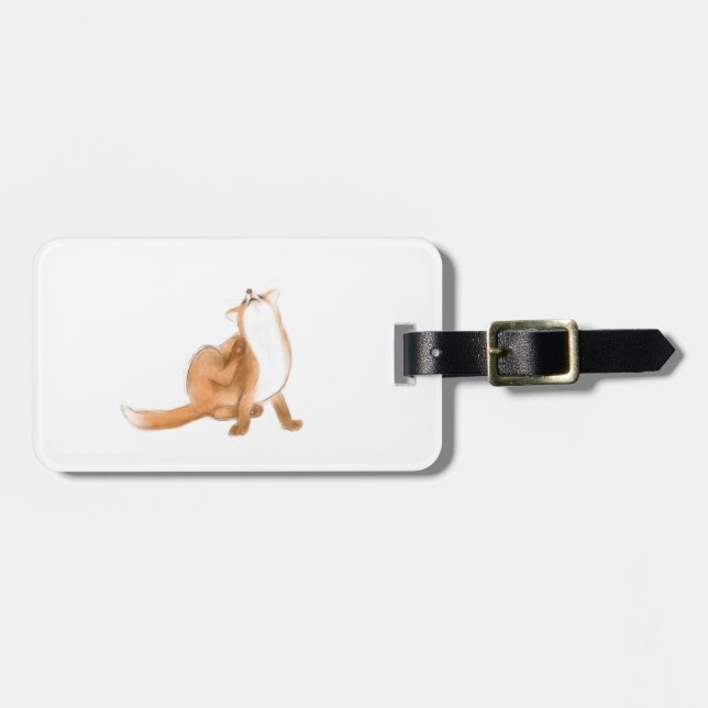 Scratching fox luggage tag (Front Horizontal)