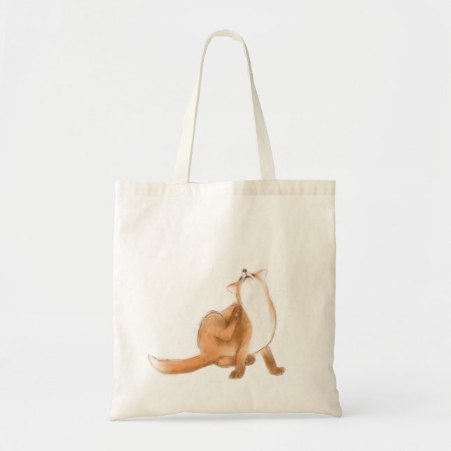 Scratching fox tote bag (Front)