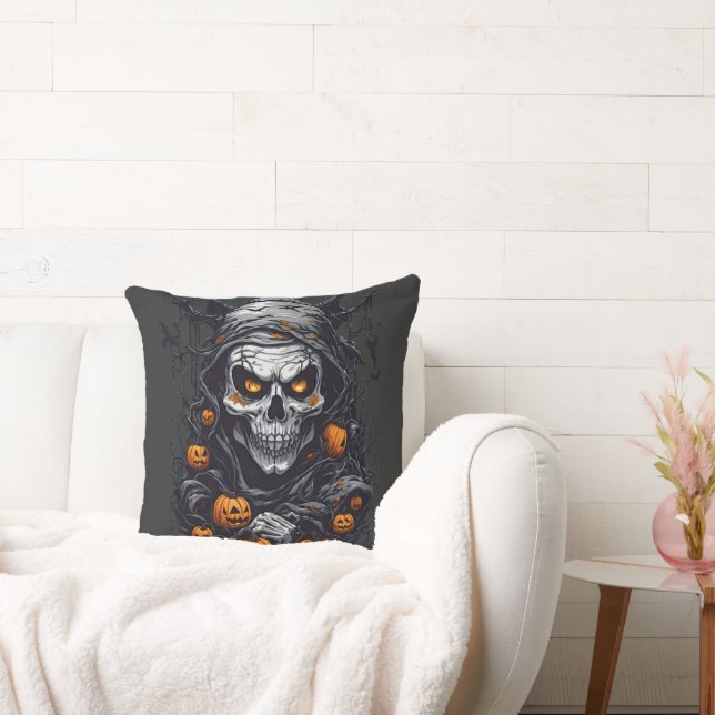 Scray Halloween Throw Pillow (Couch)