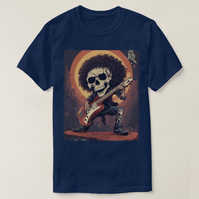 Scray t-shirt design, rabid skull playing electric (Design Front)