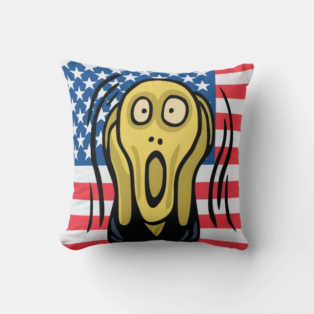 Scream American Throw Pillow (Front)