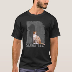 Scream Big Lucky Cat With Vintage Lion Shadow For  T-Shirt