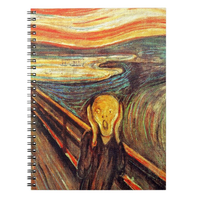 Scream by Munch ~ screaming man w red orange sky Notebook (Front)