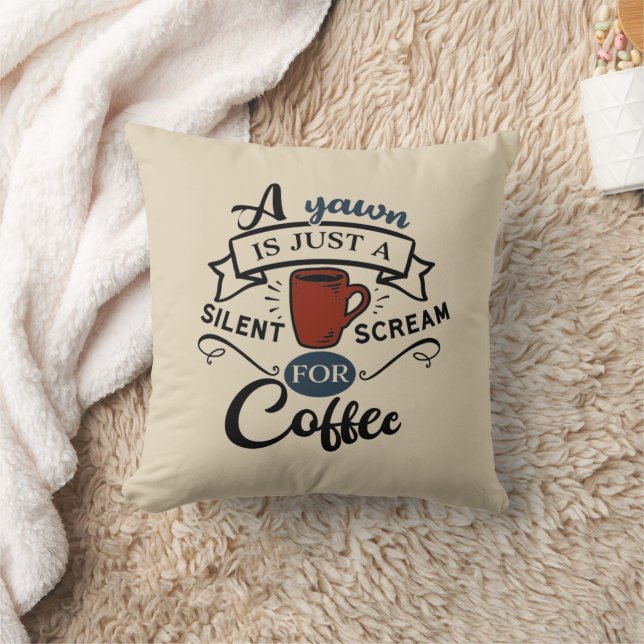 Scream for Coffee Word Art Pillow (Blanket)
