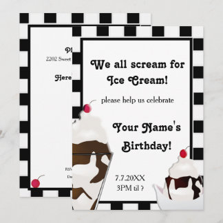 Scream for Ice Cream Birthday Party Invite