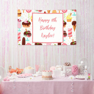 Scream for Ice Cream Girls Sweet Cute Birthday Banner