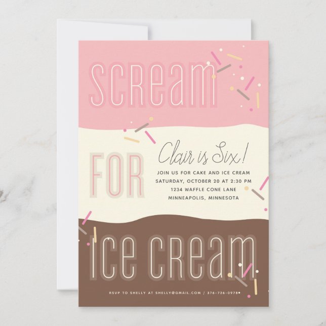Scream for Ice Cream Invitation (Front)