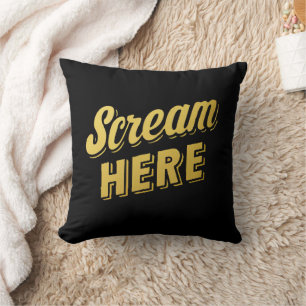 Scream here funny retro throw pillow