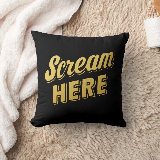 Scream here funny retro throw pillow (Blanket)