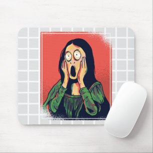 Scream Mona Lisa Parody Grid Mouse Pad