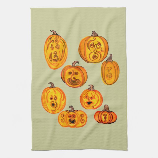 Scream Pumpkins kitchen towel (Vertical)