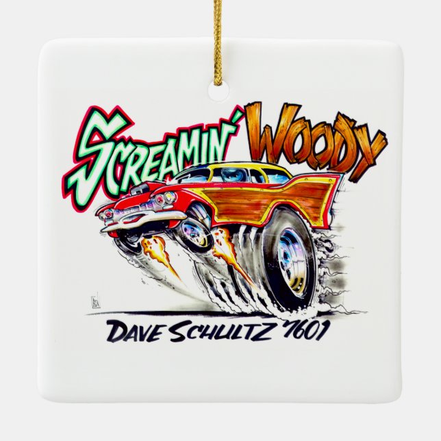Screamin' Woody Ceramic Ornament (Back)