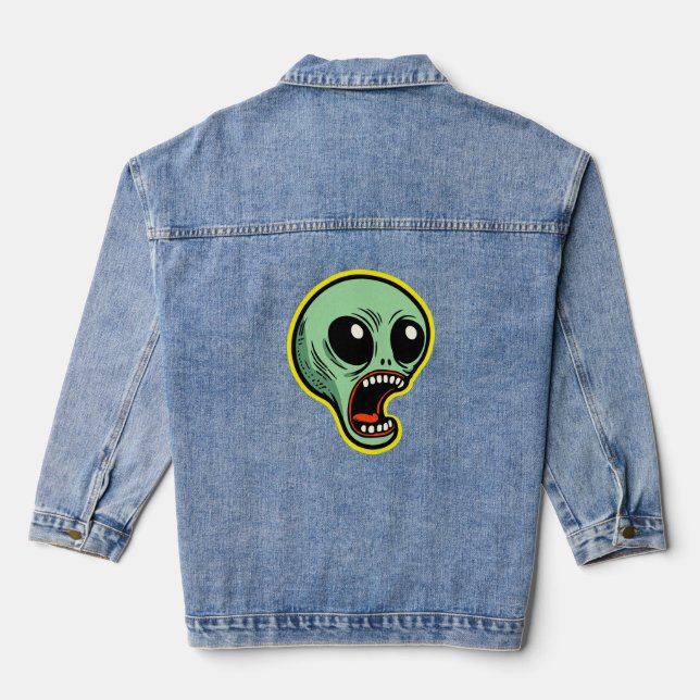 Screaming Alien Denim Jacket (Back)