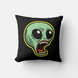 Screaming Alien Throw Pillow