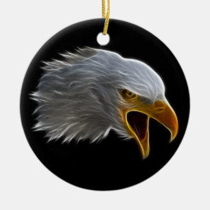 Screaming American Bald Eagle Head Ceramic Ornament