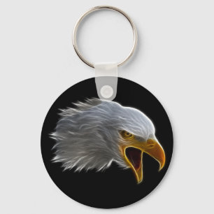 Screaming American Bald Eagle Head Keychain