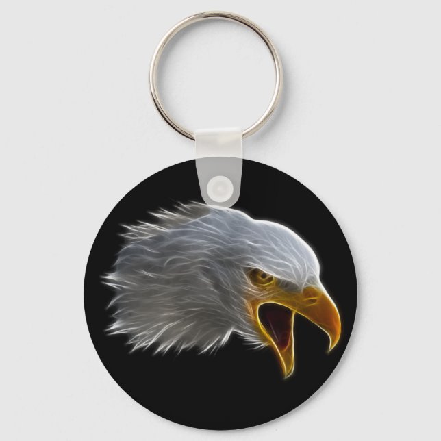 Screaming American Bald Eagle Head Keychain (Front)