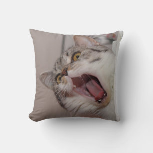 Screaming British Shorthair Throw Pillow