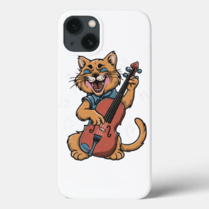Screaming Cat Musician Playing Cello iPhone 13 Case
