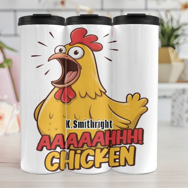 Screaming Chicken Funny Graphic Art Thermal Tumbler (Creator Uploaded)