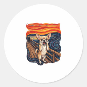 Screaming Chihuahua Dog Scream Bridge_1 Classic Round Sticker