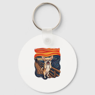 Screaming Chihuahua Dog Scream Bridge_1 Keychain