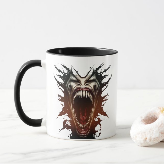 Screaming Daemon Horror Mug (With Donut)