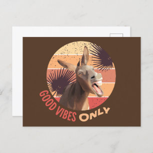 Screaming Donkey - Good Vibes Only  Postcard