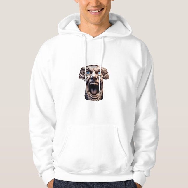 Screaming Face 3D Illusion T-Shirt – Bold Optical  Hoodie (Front)