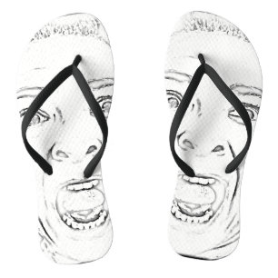Screaming Face Funny Flip Flops