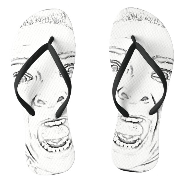 Screaming Face Funny Flip Flops (Footbed)