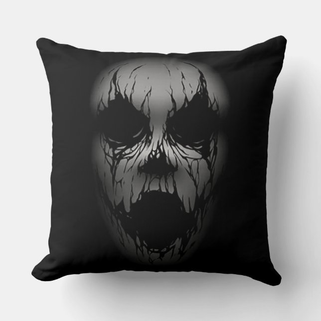 Screaming Face Throw Pillow (Front)