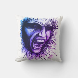 Screaming Face Throw Pillow