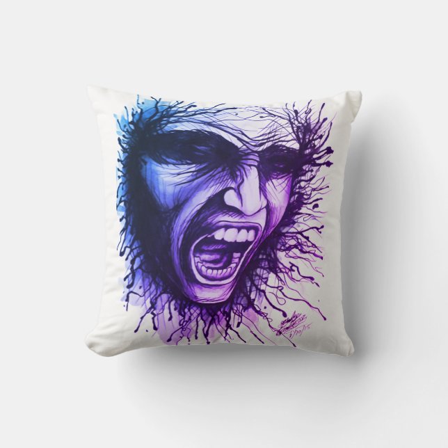 Screaming Face Throw Pillow (Front)