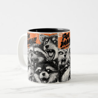 Screaming Faces in Black and White Zine Art Two-Tone Coffee Mug
